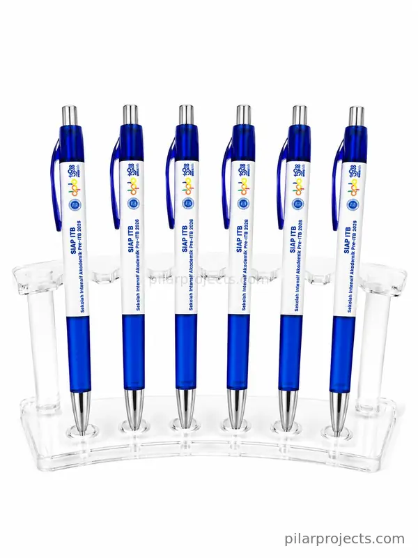 01 pulpen custom plastik biru putih
