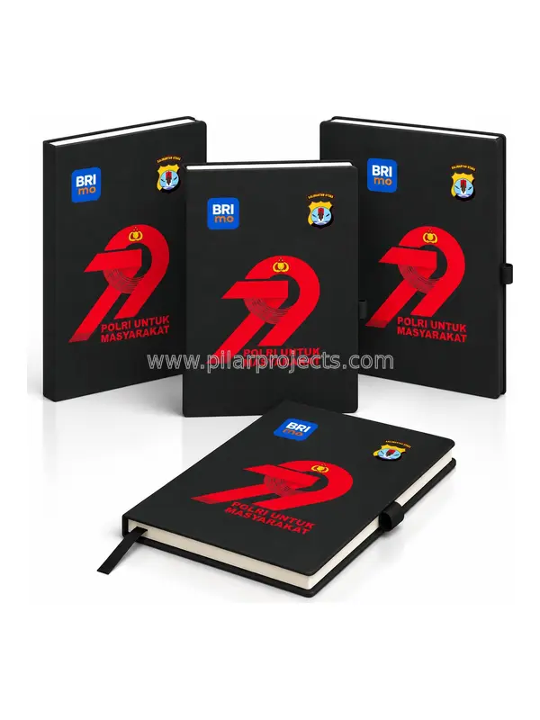 buku agenda hardcover custom hitam merah
