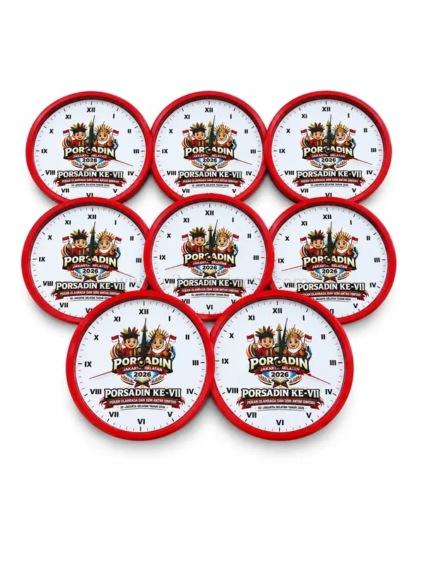 jam dinding custom bingkai merah
