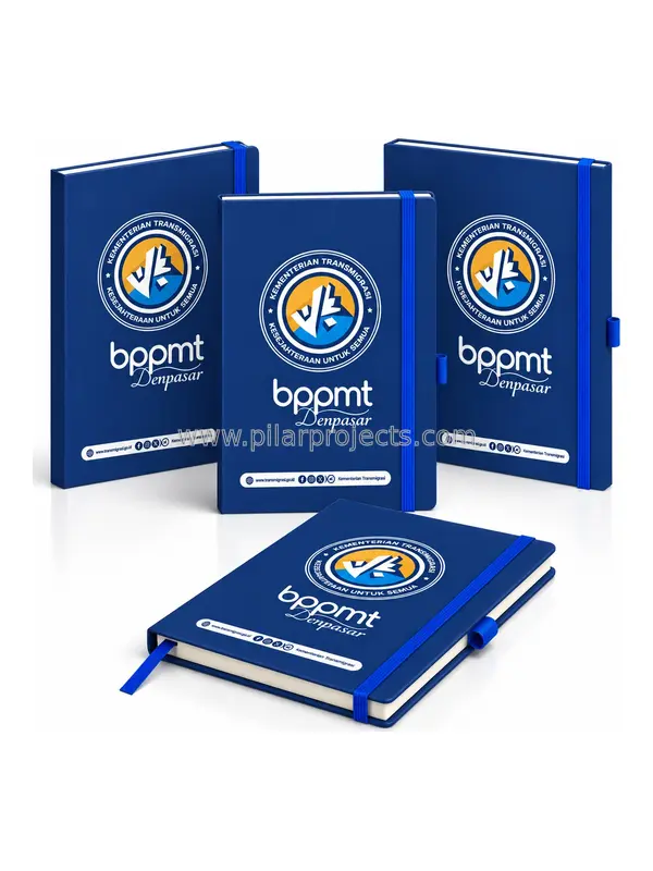 buku agenda hardcover custom biru logo